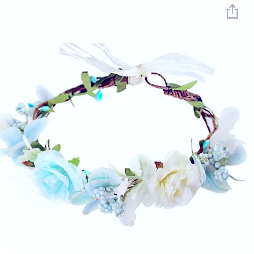 Boho Flower Headband
Crown Halo Headpiece with Ribbon, never worn